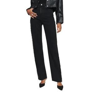 REFORMATION Women's Wilder High Rise Wide Leg Jeans Size 25 In Embellished Black